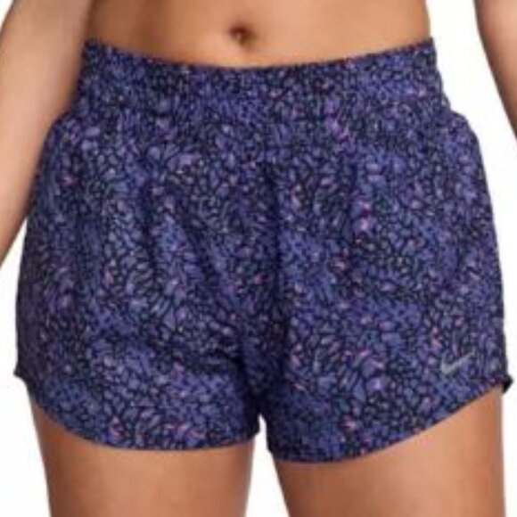 NIKE Women's One Dri-Fit Mid-Rise 3" Shorts in Purple/Black Sz MEDIUM - Picture 1 of 6